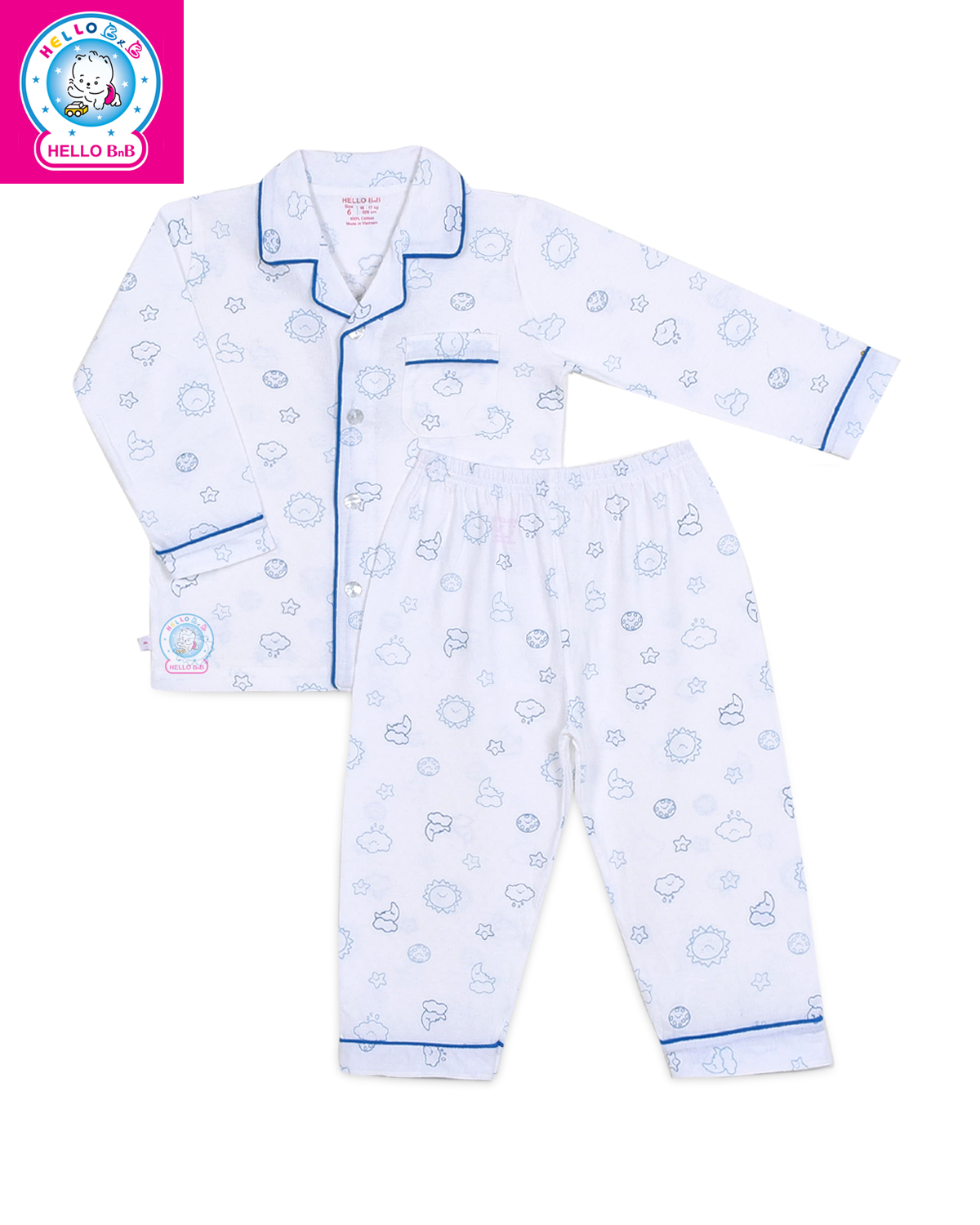BỘ PYJAMAS BÔNG DÀI BÉ TRAI 0187- HELLO BnB (hình in ngẫu nhiên)