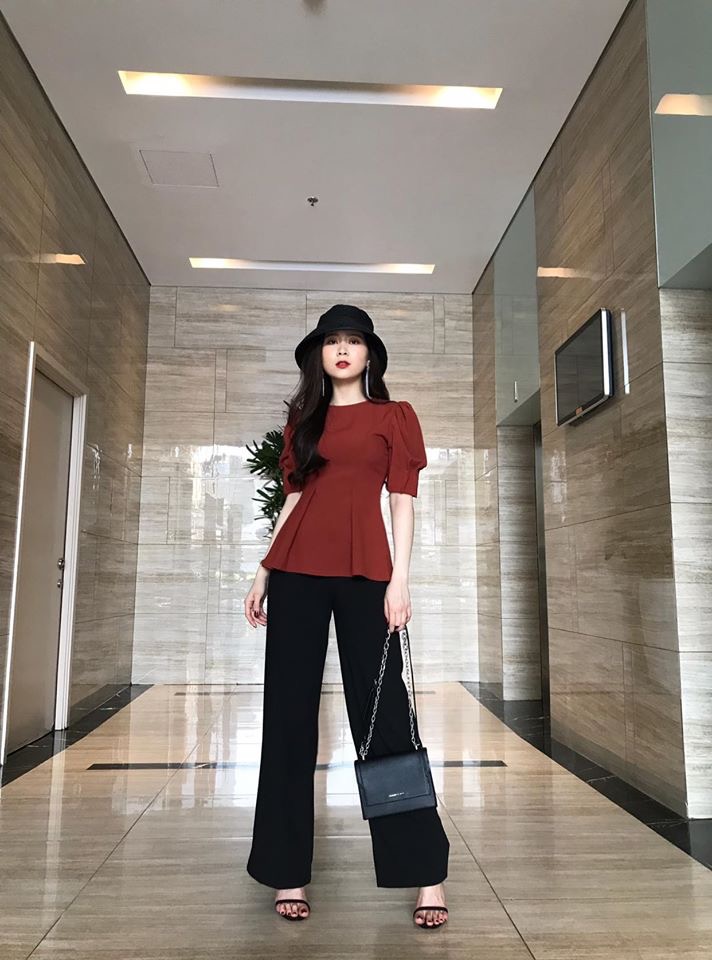 [HCM]Áo Công Sở Tay Phồng Xếp Ly Eo Peplum (Hàng Cao Cấp)
