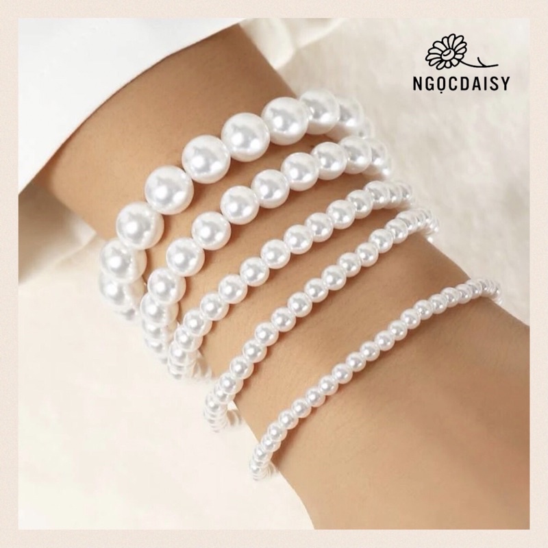 N60 bộ 5 Vòng tay hạt Ngọc Đài Loan sang trọng handmade