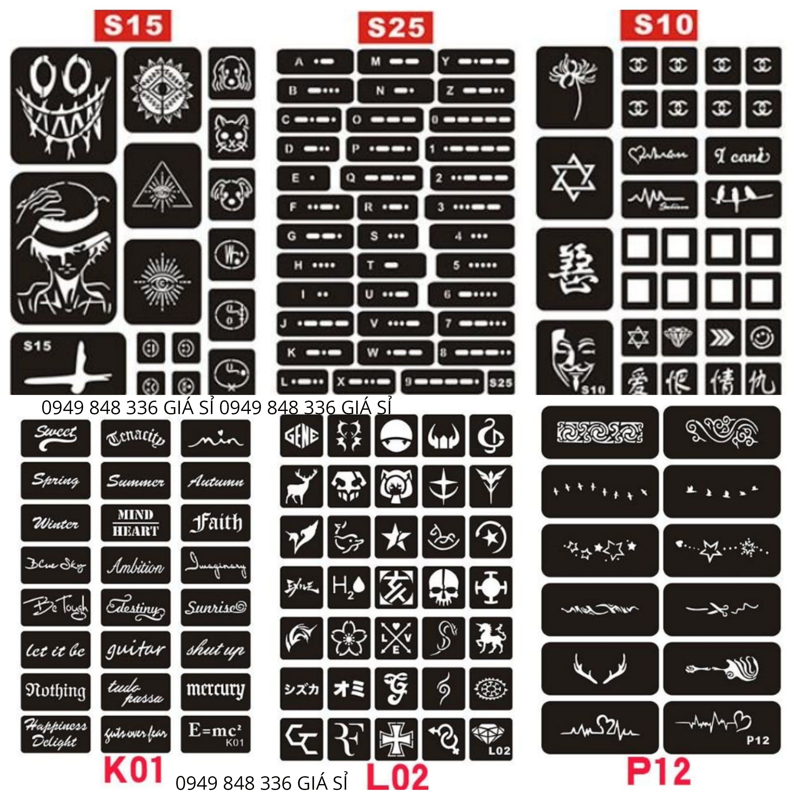Khuôn xăm cá tính [Khổ A4]  S44