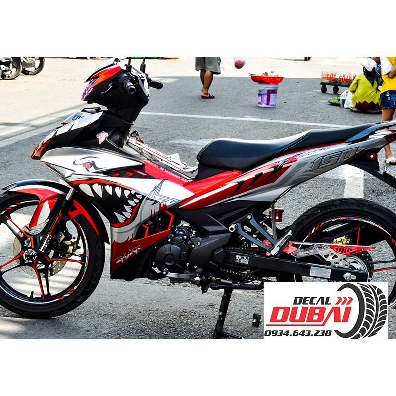Tem Trùm Exciter 150 2019 Trắng Đỏ Đen Cá Mập