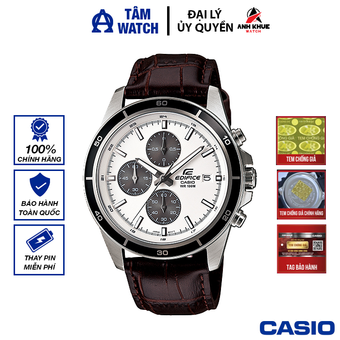 Đồng hồ nam dây da casio edifice chính hãng anh khuê efr-526l-7avudf