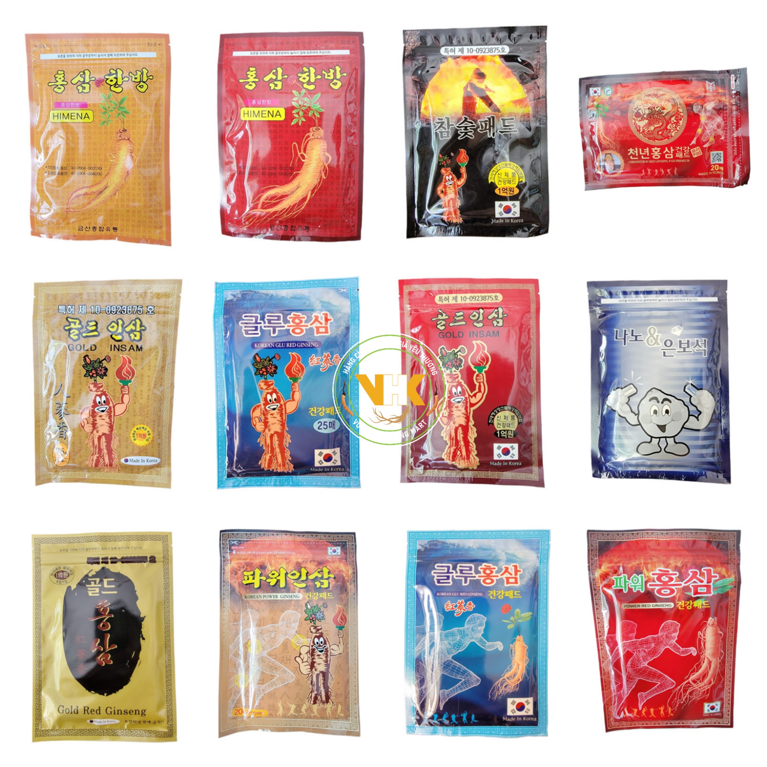 CAO DÁN HỒNG SÂM HÀN QUỐC CÁC MẪU ( TÚI 20 VÀ 25 MIẾNG)