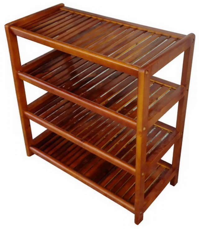 Kệ dép gỗ cao su 4 tầng dài 80cm