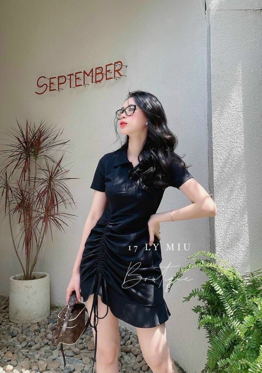 Đầm Váy PoLo Rút Dây Eo Đầm Nữ Cổ Sơ Mi Ngắn Tay Dáng Chữ A Chất Thun Cotton Co Giãn