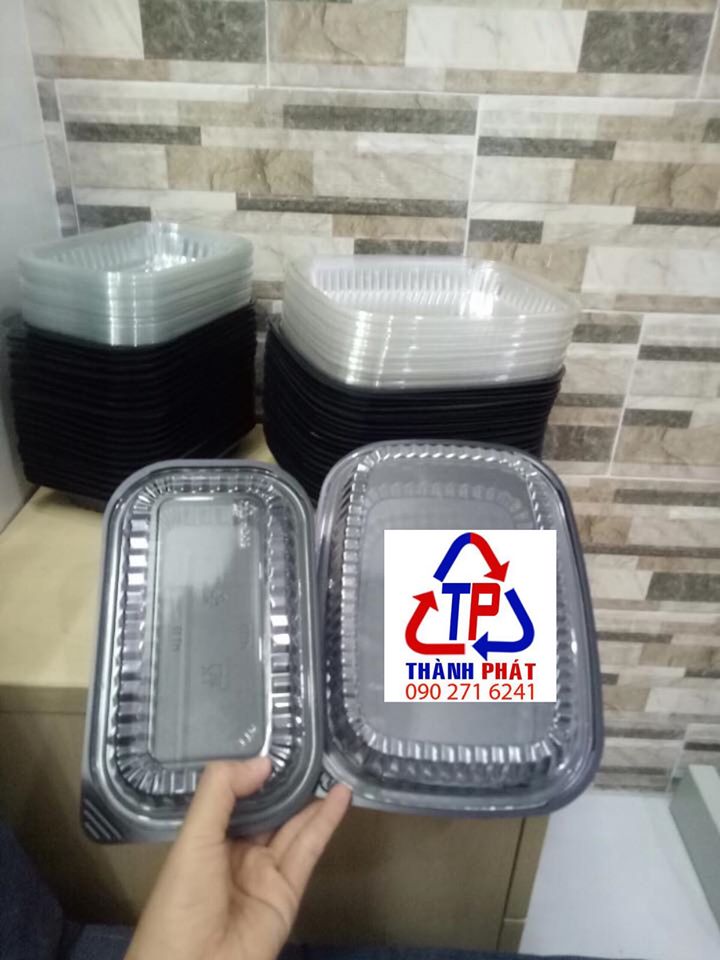 100 Hộp nhựa đựng bánh su - hộp đựng cơm văn phòng - hộp HT17 - Hộp nhựa đế đen