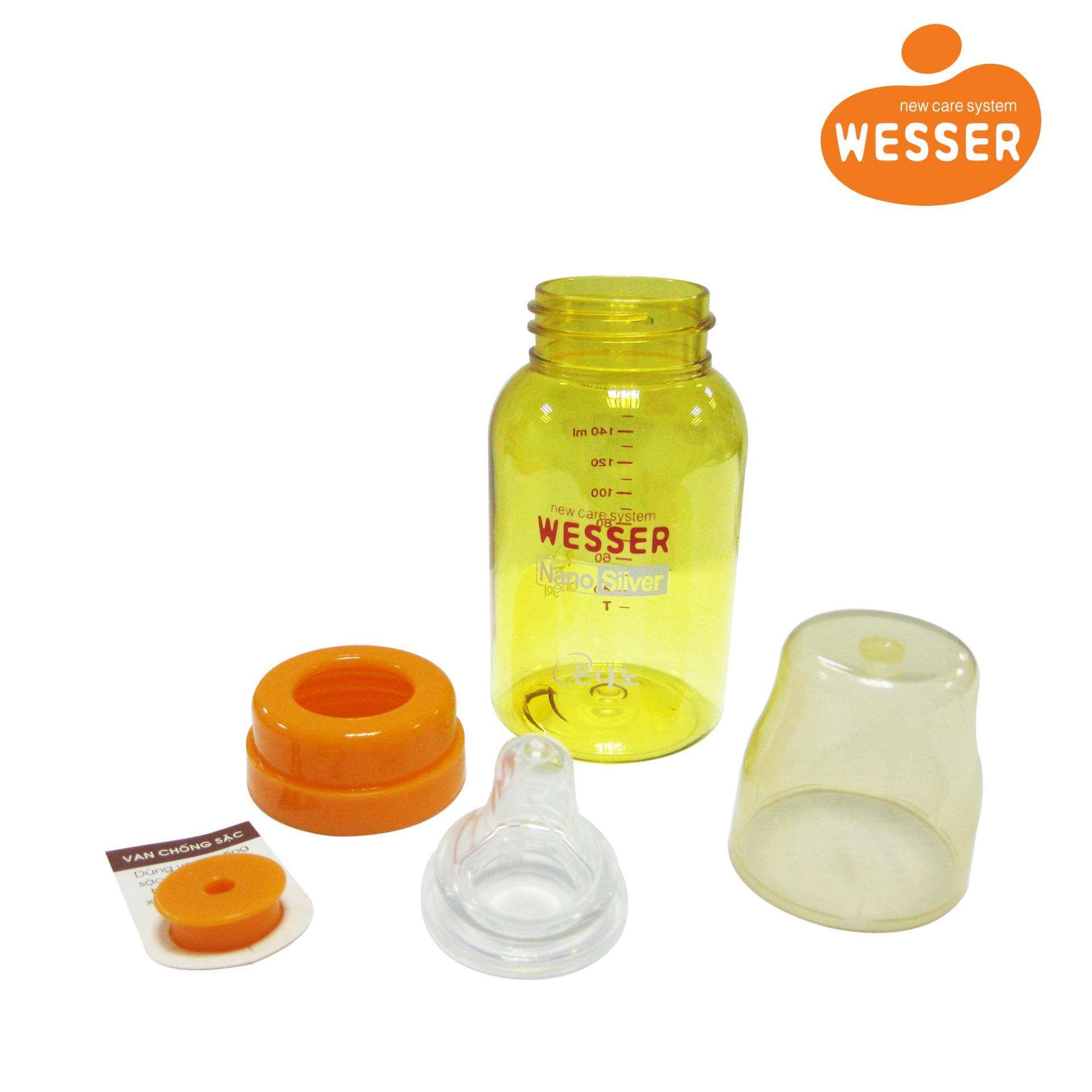 Bình sữa Wesser Nano Silver cổ hẹp 140ml