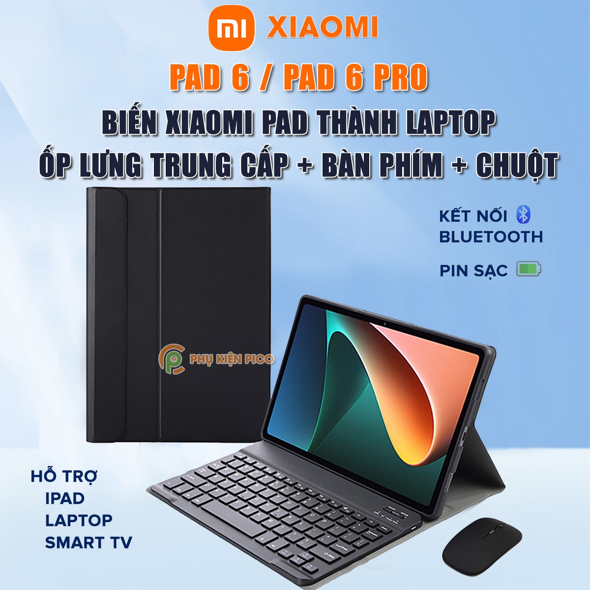 High quality Xiaomi Mi Pad 6 case with touch keyboard and mouse - Xiaomi Pad 6 Pro 720 degree flexible detachable leather case