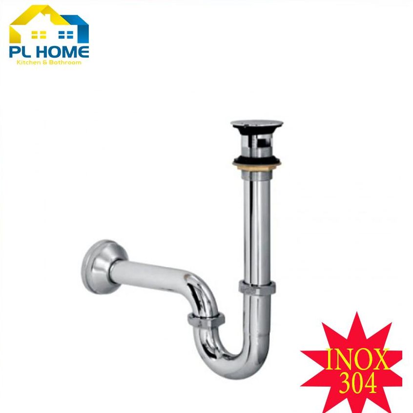 Bộ Xả Lavabo Inox 304 Nút Nhấn, Xi Phông Xả Chậu Rửa Mặt