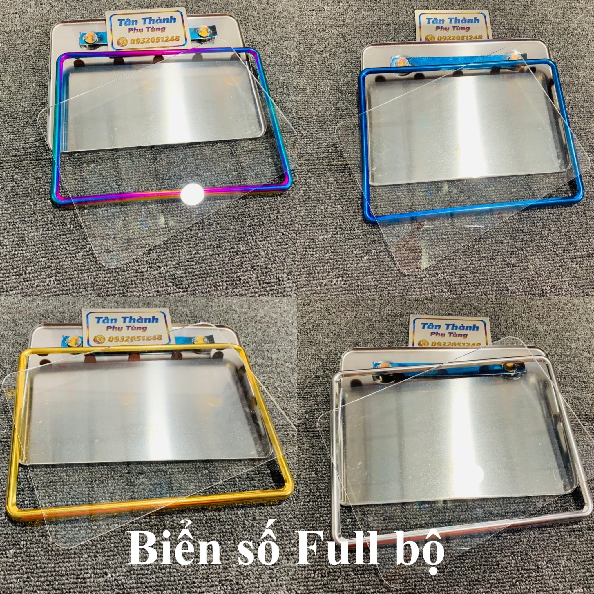 Biển số xe máy: titan, vàng, inox, 7 màu dày, đẹp ( bộ 3 món)
