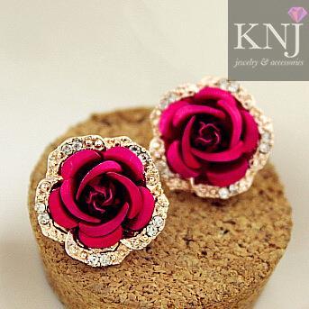 [HCM]BÔNG TAI HOA HỒNG đk-2cm (Hồng Tím) - B0323
