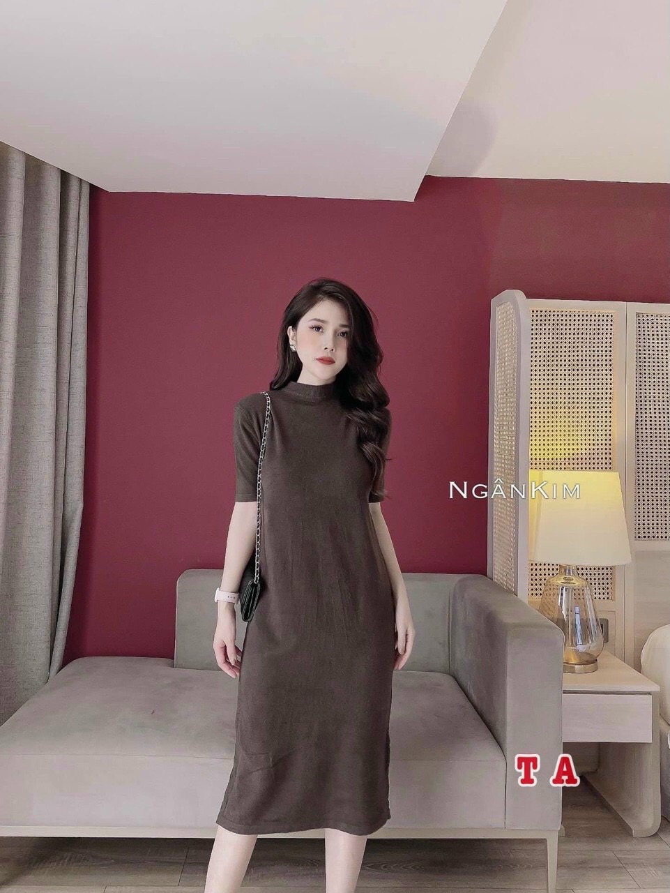 Đầm len suông
