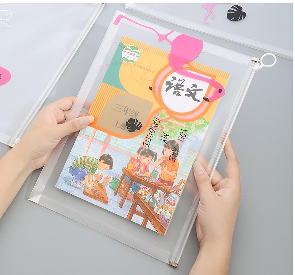 Túi zip A4 đựng file cho học sinh, sinh viên, nhân viên văn phòng họa tiết dễ thương