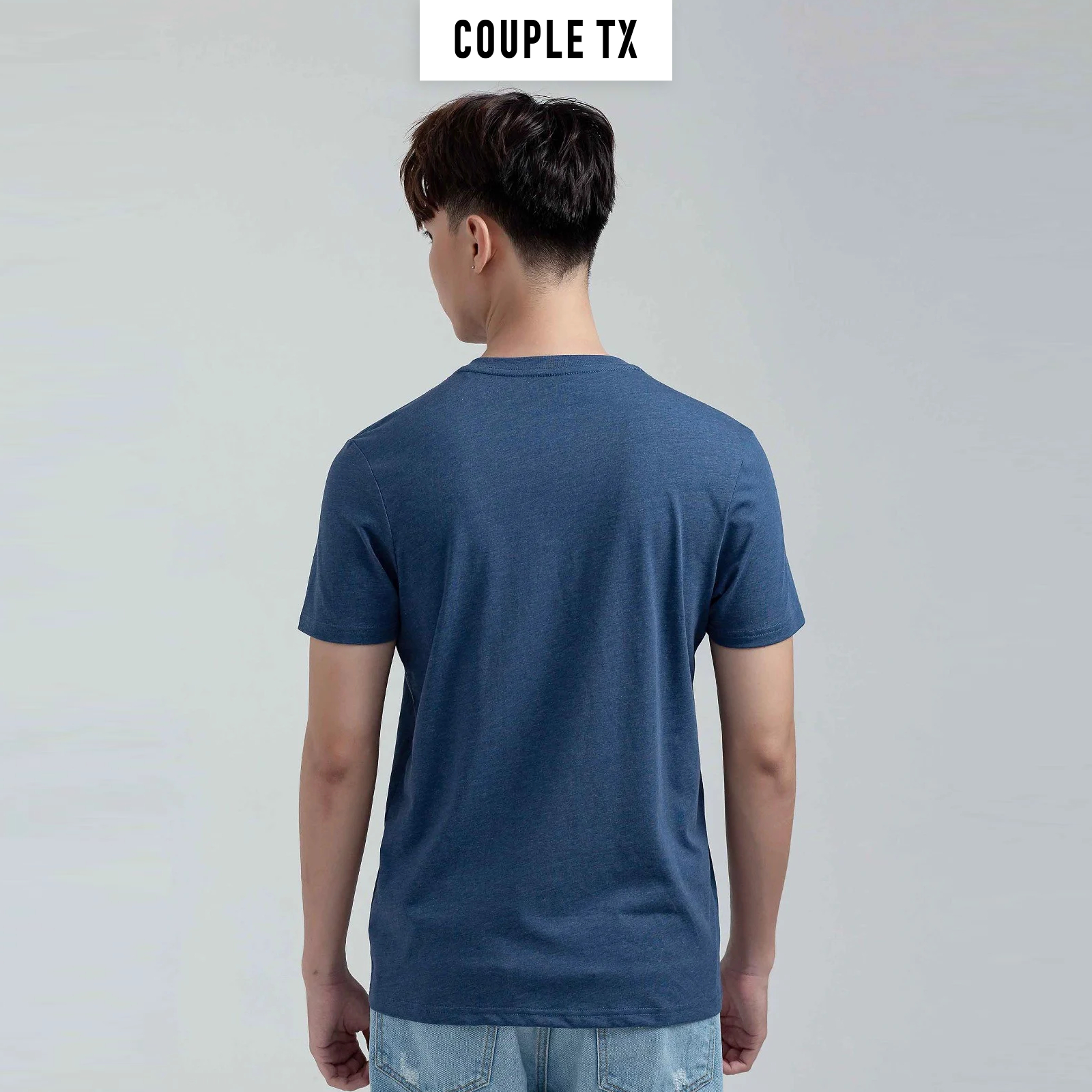 Áo Thun Nam Couple TX - Áo Thun Trơn Cổ Tim Basic Vải Đốm In Logo X