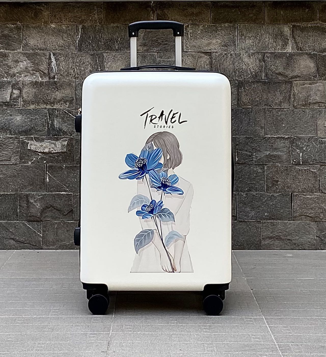 Hình thật_vali du lịch tay kéo in hình travel dễ thương 4 bánh xe xoay 360 độ chất liệu nhựa nhám pc+abs cao cấp hàng sẵn kho đủ size 20/24/26 inch