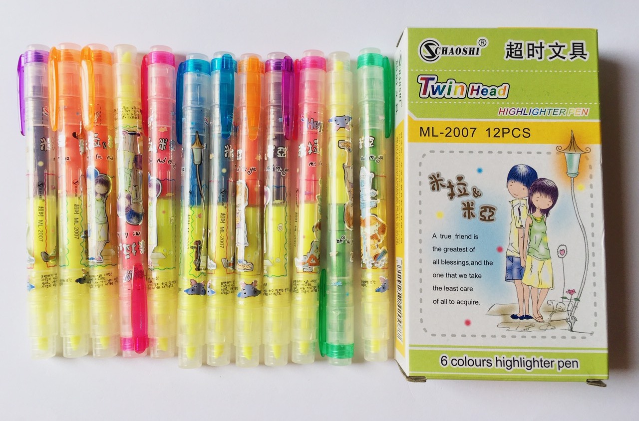 [HCM]Bộ 5/ Hoặc bộ 3 cây Bút dạ quang 2 đầu Dài -SP tốt