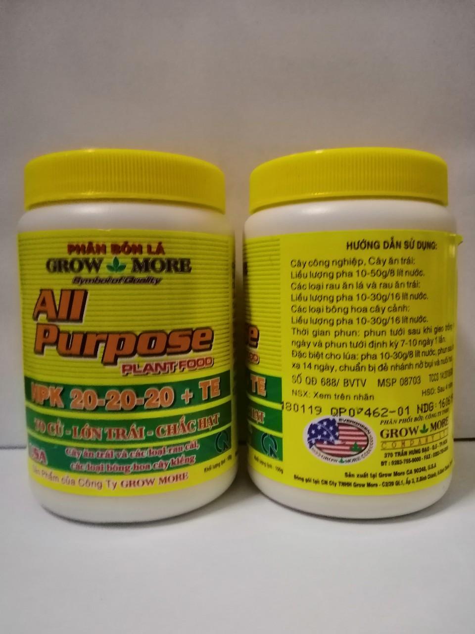 Phân Bón Lá Growmore 20-20-20+TE ( Grow More 100g )