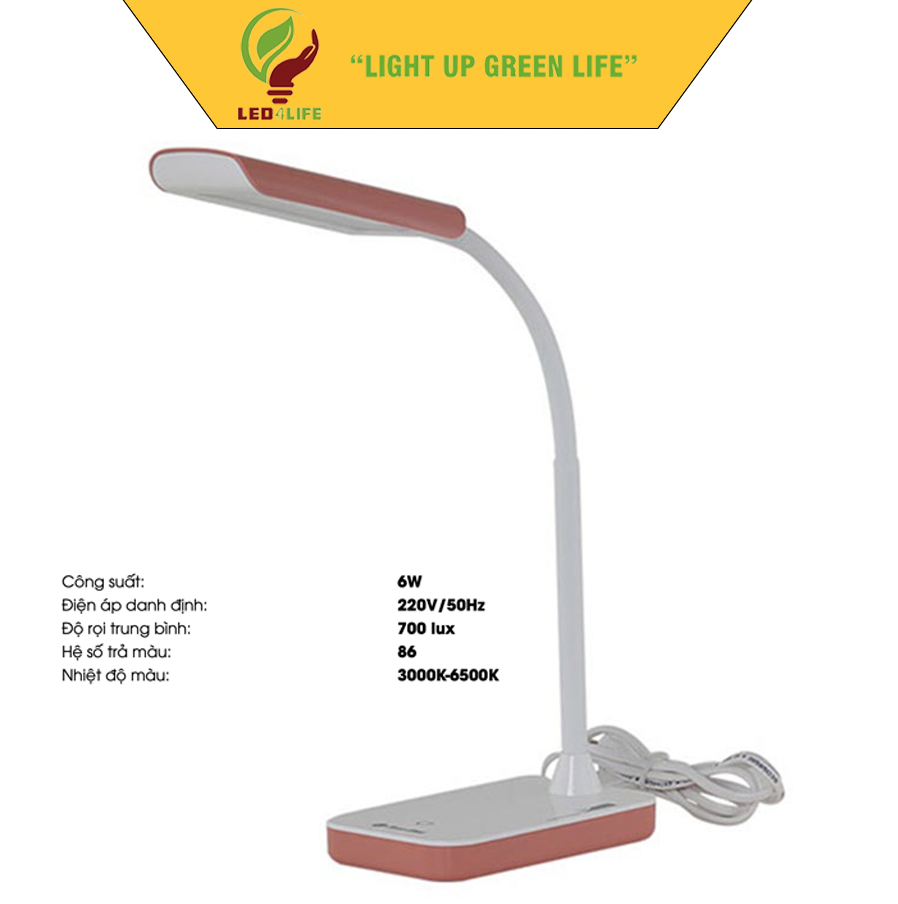 Đèn bàn học chống cận 6W LED Rạng Đông Model: RD-RL-20V2.LED