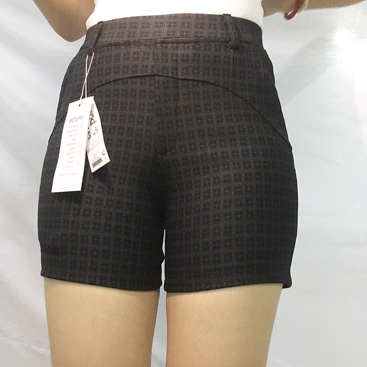 [HCM]Quần cotton đùi caro lưng thun