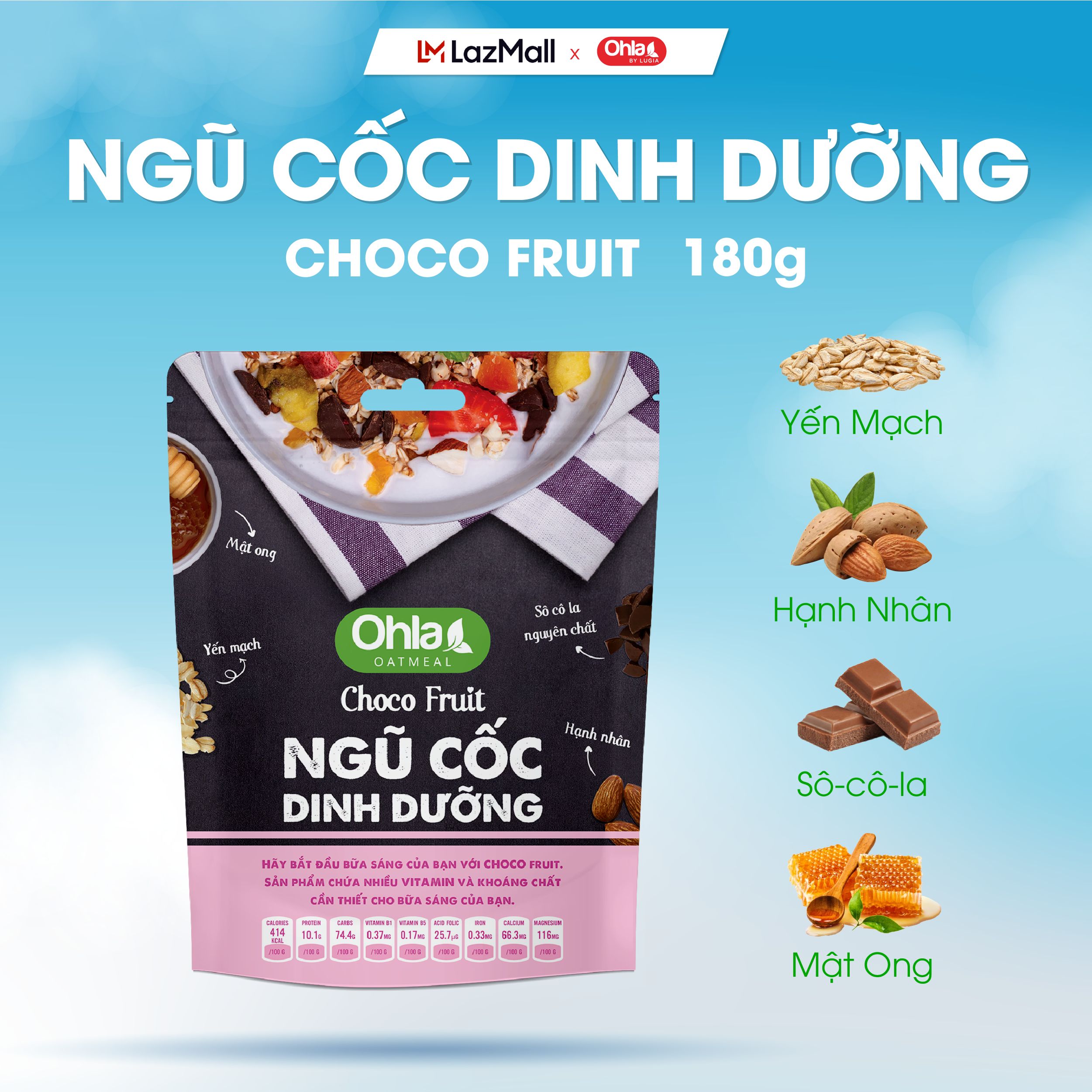 Ngũ Cốc Dinh Dưỡng Choco Fruit - 180gr