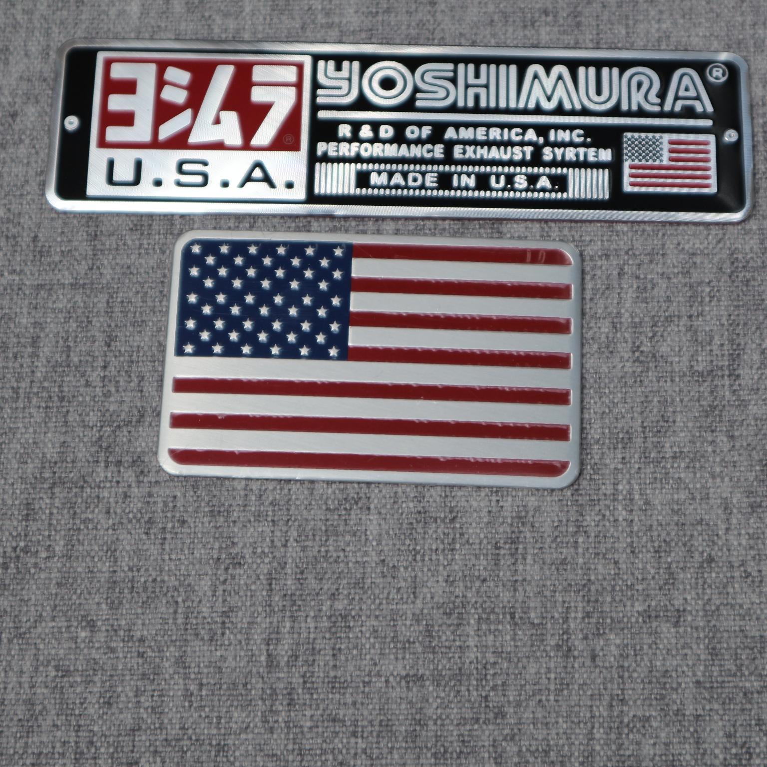 COMBO 2 TEM NHÔM DÁN PÔ XE, GẤP XE LOGO YOSHIMURA VÀ CỜ MỸ KEO 3M DÍNH NHƯ KEO DÍNH CHUỘT MẪU MỚI