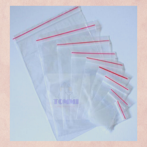 Túi Zip Trong Suốt Loại Dày Chỉ Đỏ Đủ Size