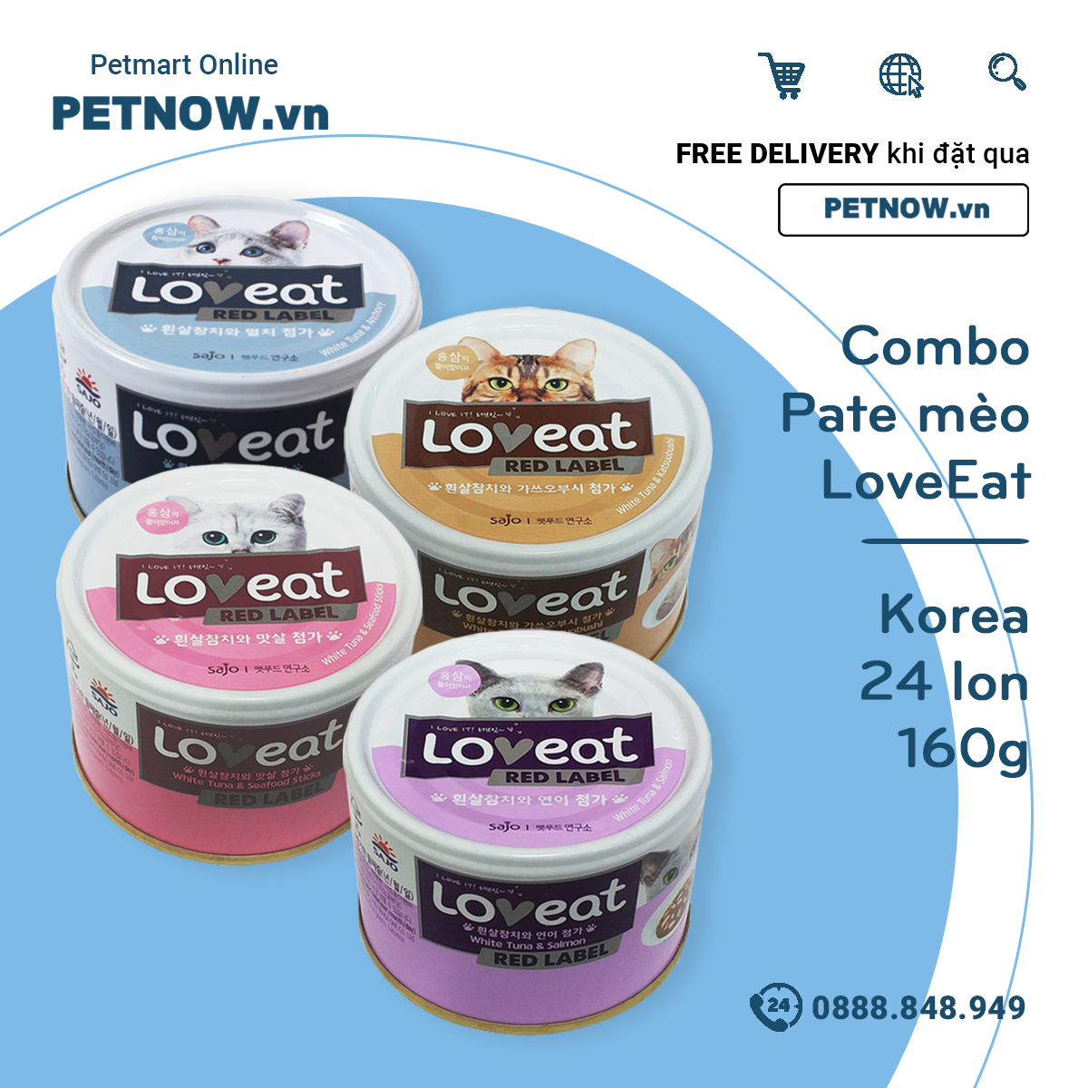 Combo pate mèo loveeat 160g korea - 24 lon