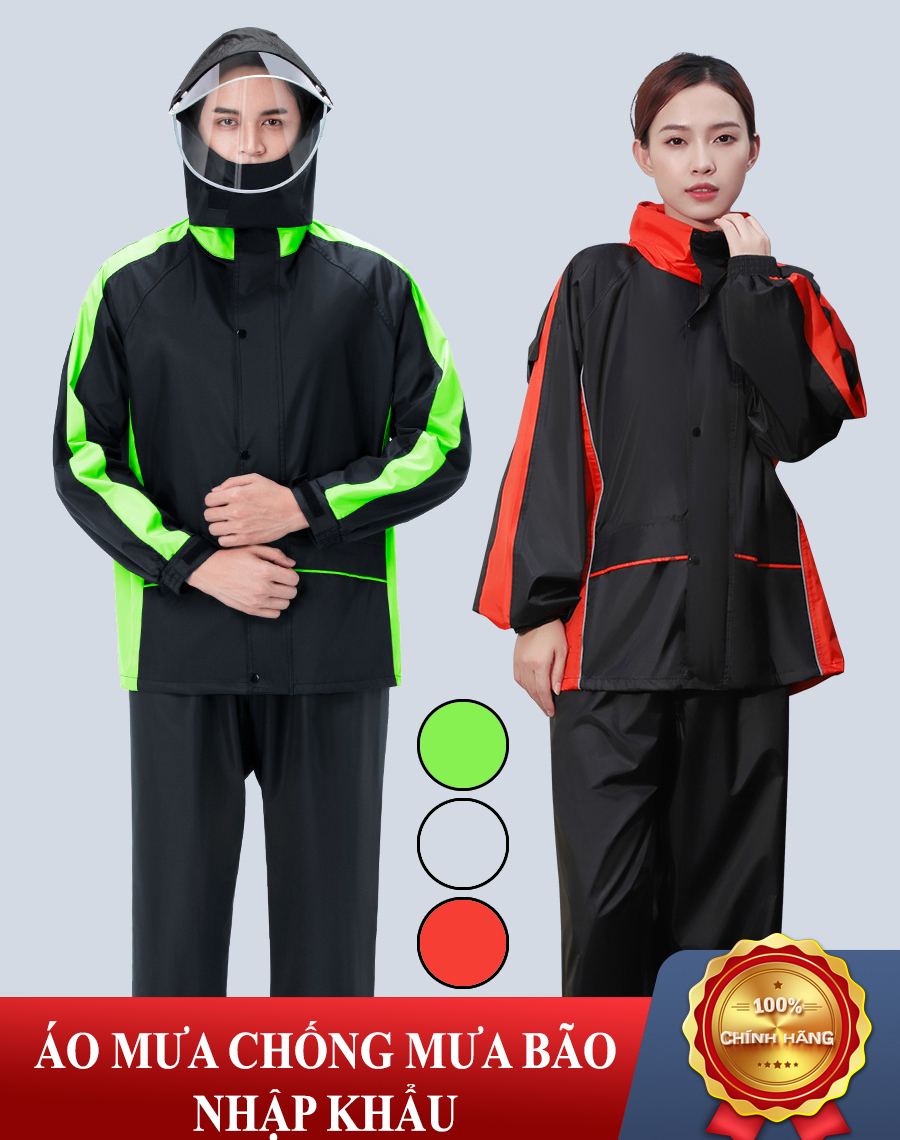 Bộ quần áo mưa 2 lớp nhập khẩu cao cấp siêu chống thấm mưa bão