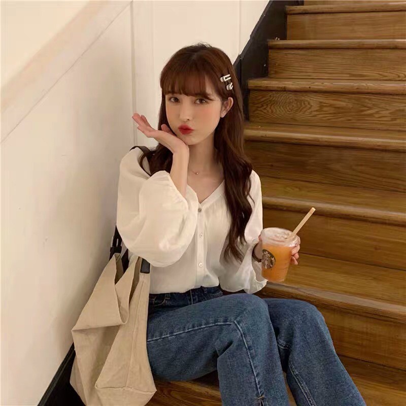 Áo sơ mi cổ tim đơn thời trang TTSA0814