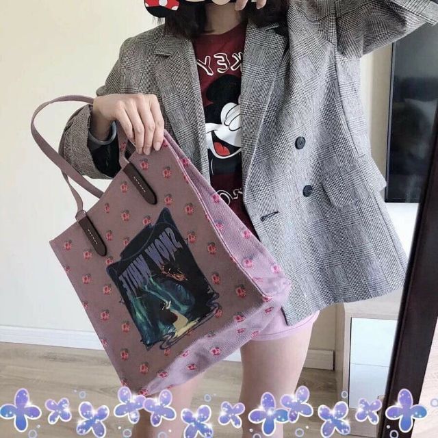 Túi Coach Tote Bố Auth, Style ngầu chất
