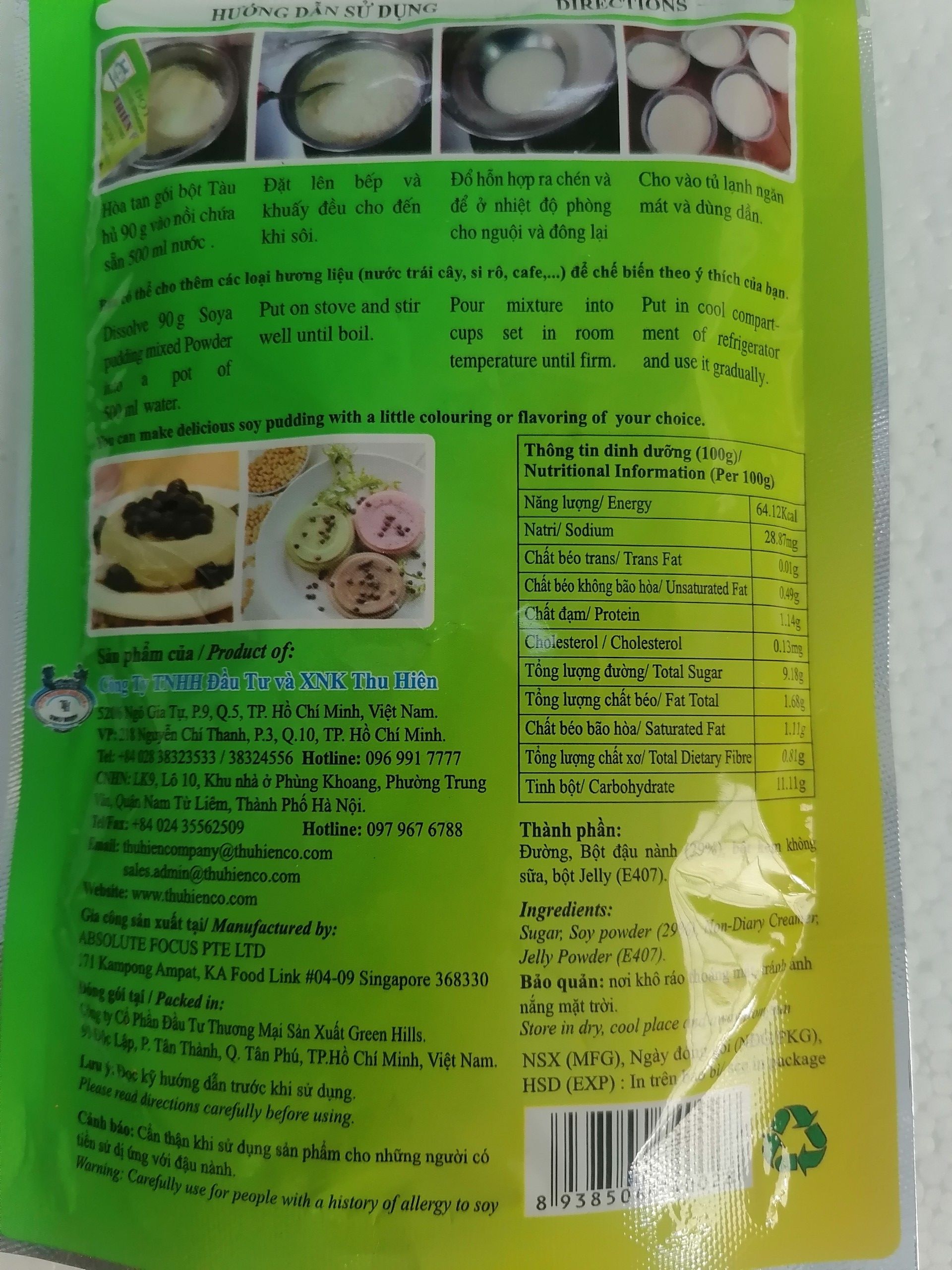[Túi 90g] BỘT TÀU HỦ (TÀU PHỚ) [Singapore] THIÊN Ý Soya Pudding Mixed