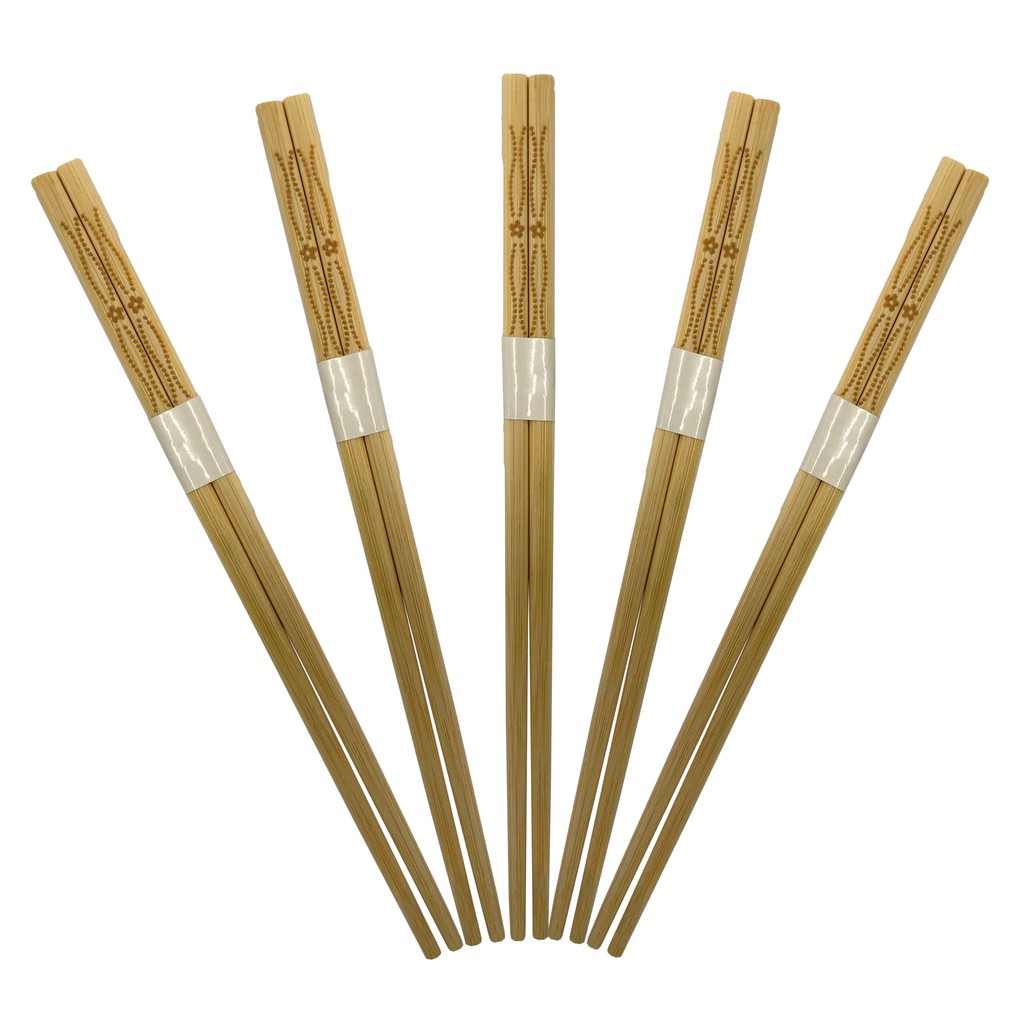 Lốc 5 đũa tre khắc hoa văn Spriing