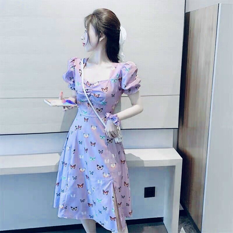 [HCM][ Siêu Phẩm] Đầm Xuông Sẽ Tà In Bướm Siêu Xinh