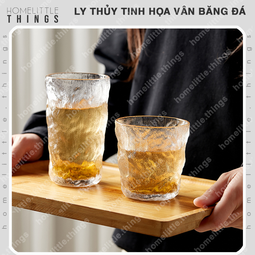 [HCM]Ly cốc thủy tinh uống nước cà phê vân băng đá độc đáo