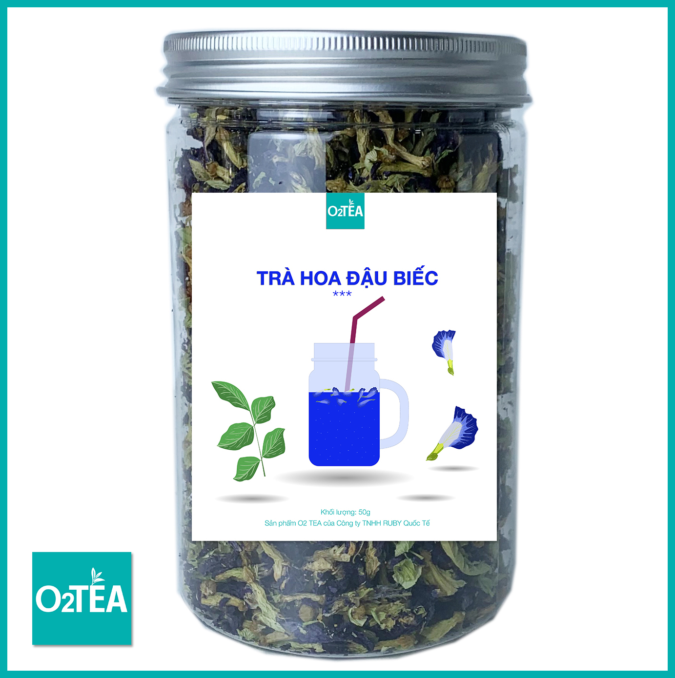 Trà Hoa Đâu Biếc Hủ 50g - Trà O2 TEA (Butterfly Pea Flower))