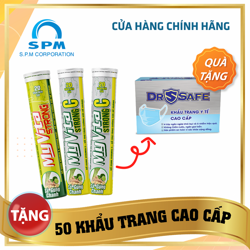 Combo TĂNG ĐỀ KHÁNG 3 tuýp viên sủi Vitamin MyVita Power (Hương Cam) & MyVita Strong/ Strong C (Sả - Gừng - Chanh tươi)