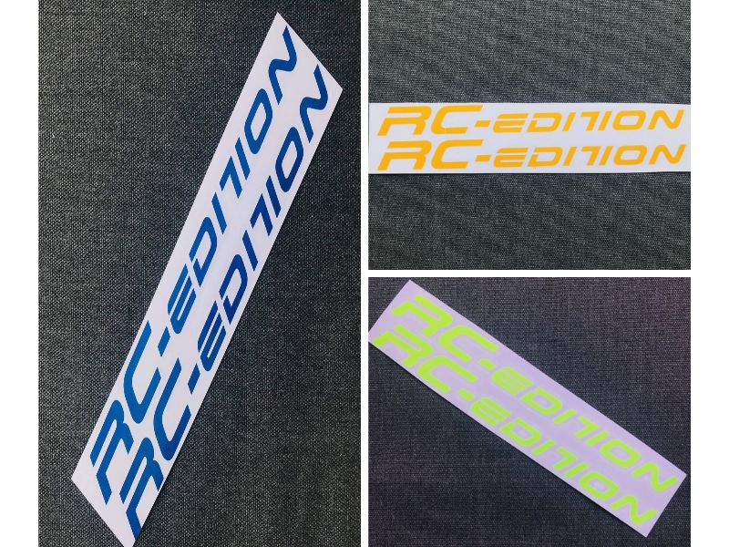 2 Tem DECAL dán phuộc phản quang RC EDITION,dán ốp gắp,mặt nạ xe siêu đẹp