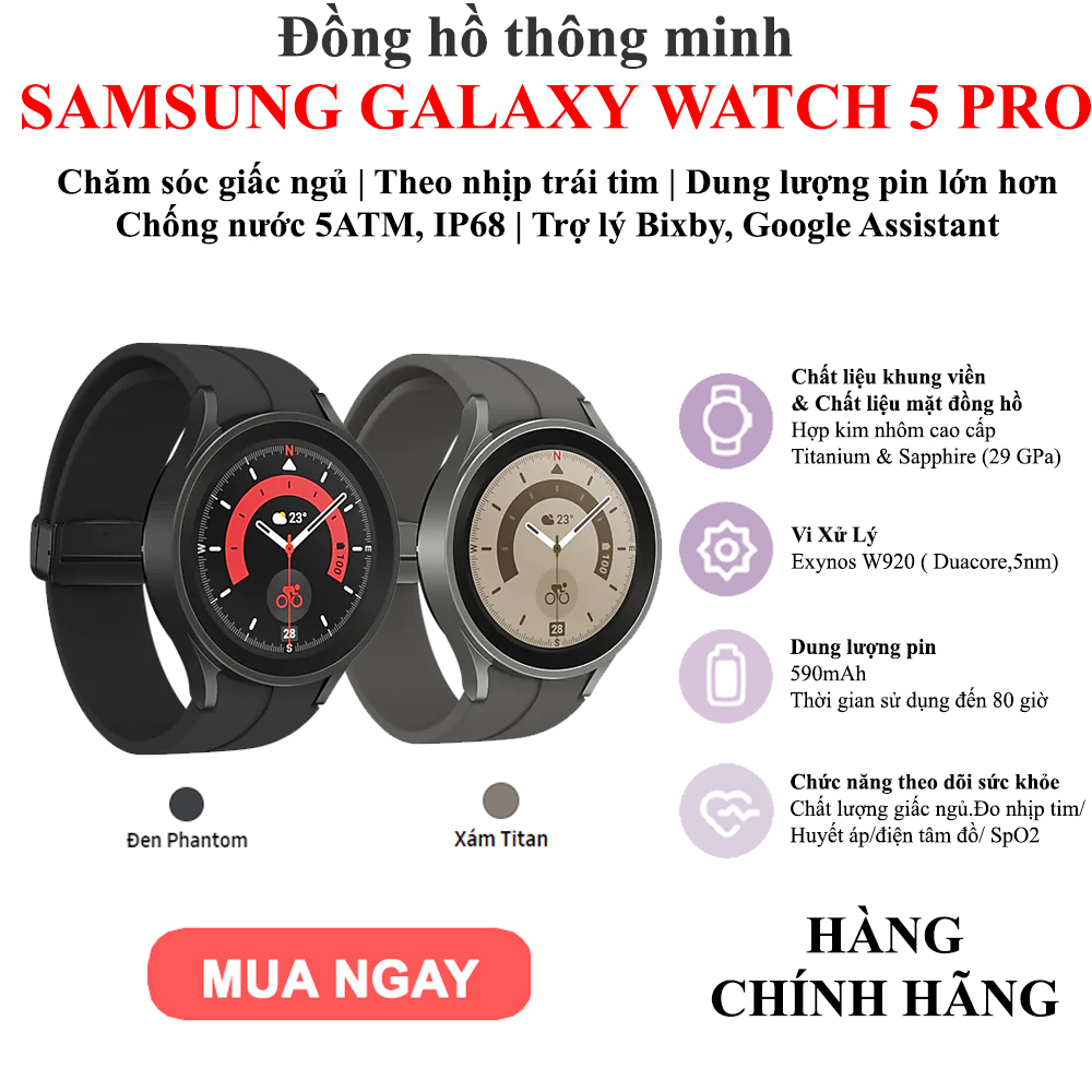 [Tặng cường lực] Đồng hồ thông minh Samsung Galaxy Watch 5 Pro