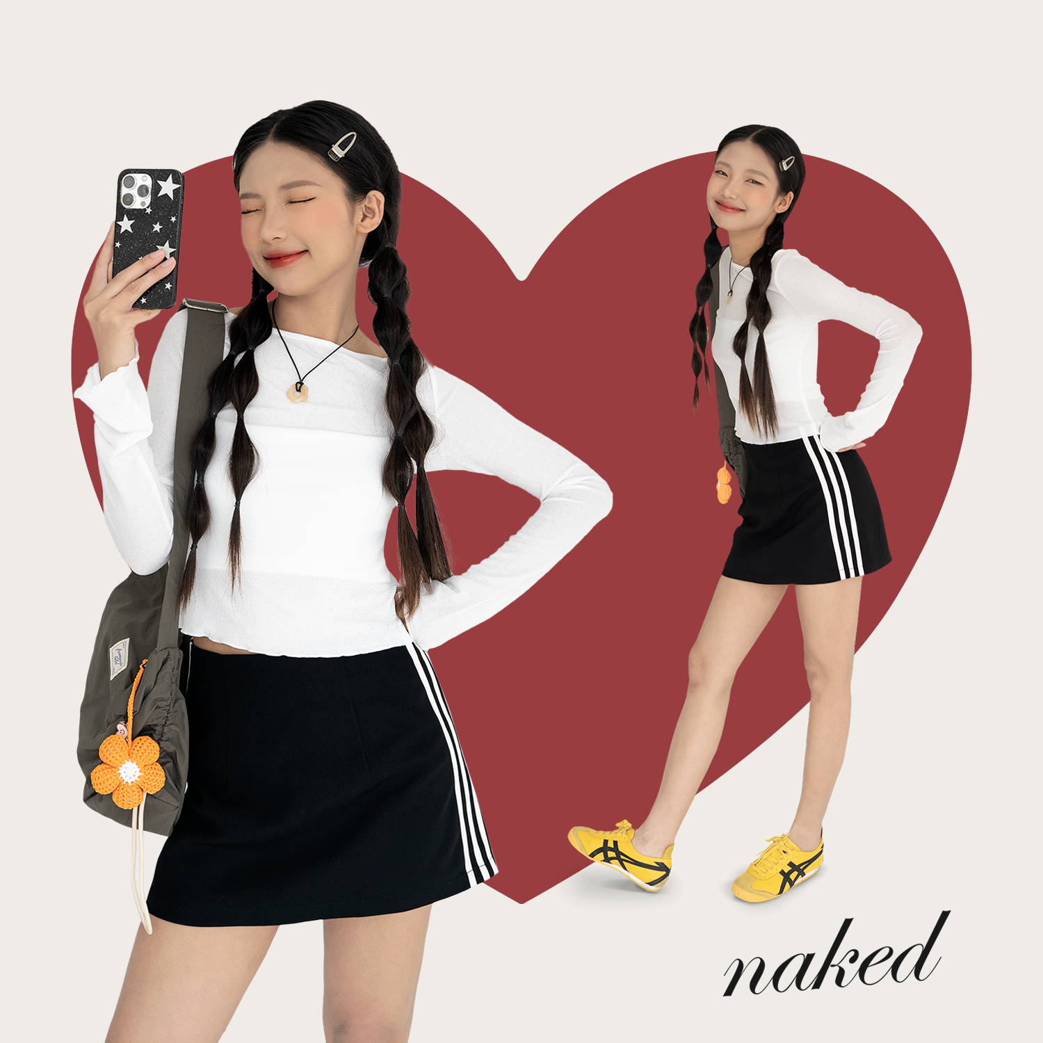 Chân váy dáng ngắn cạp thấp NAKED by V - Striped Mini Skirt