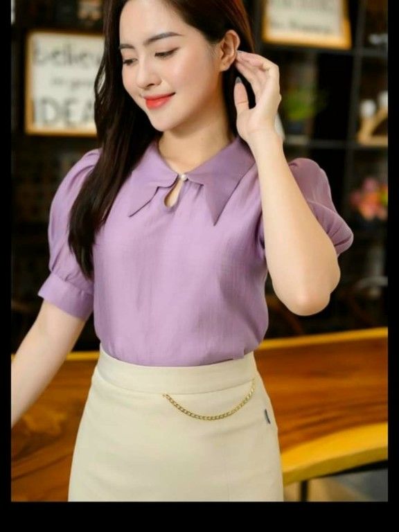 Ào kiểu duyen dáng b055 voan tơ b077