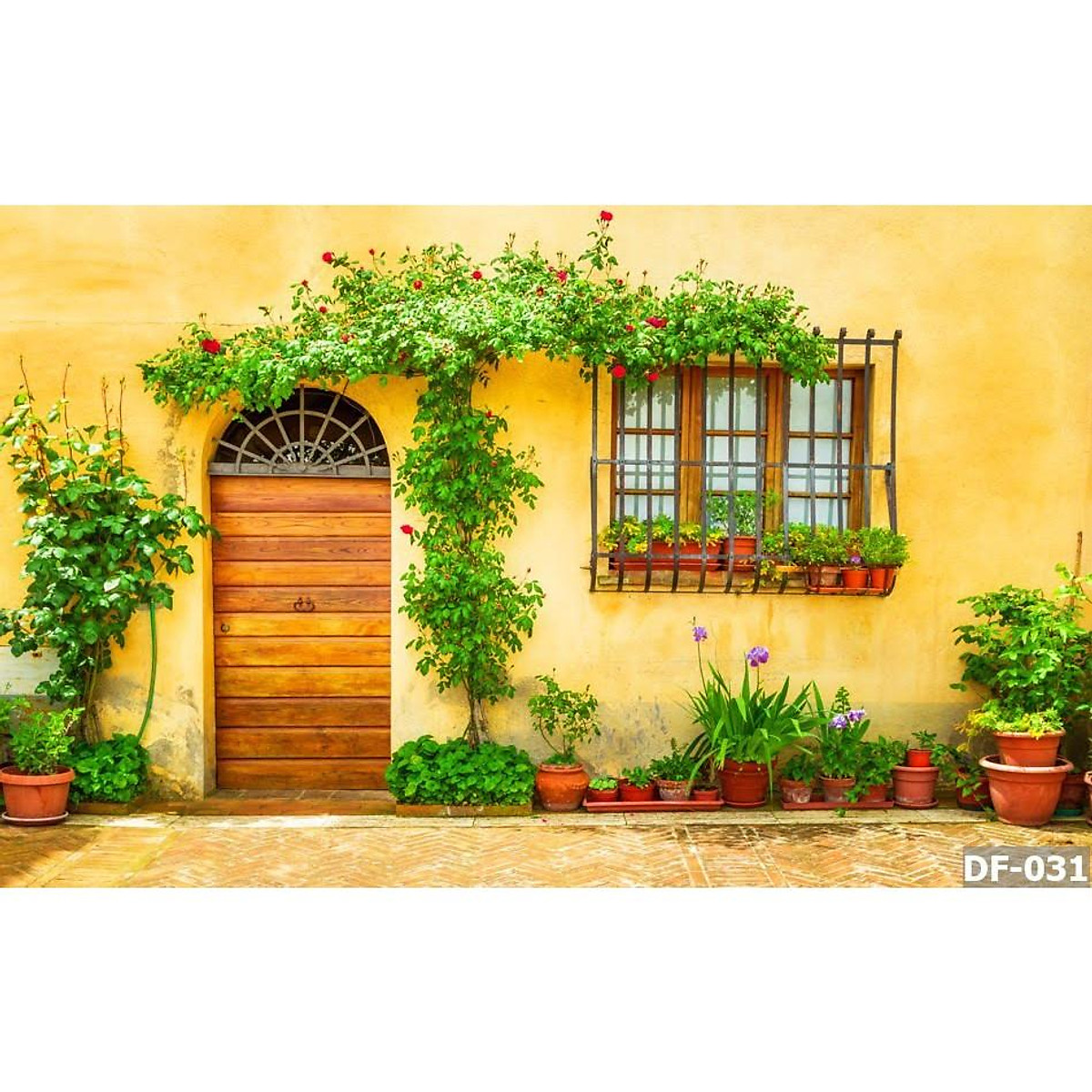 Tranh dán tường 3D ngôi nhà hoa hồng MS 007 (kích thước 90x60)