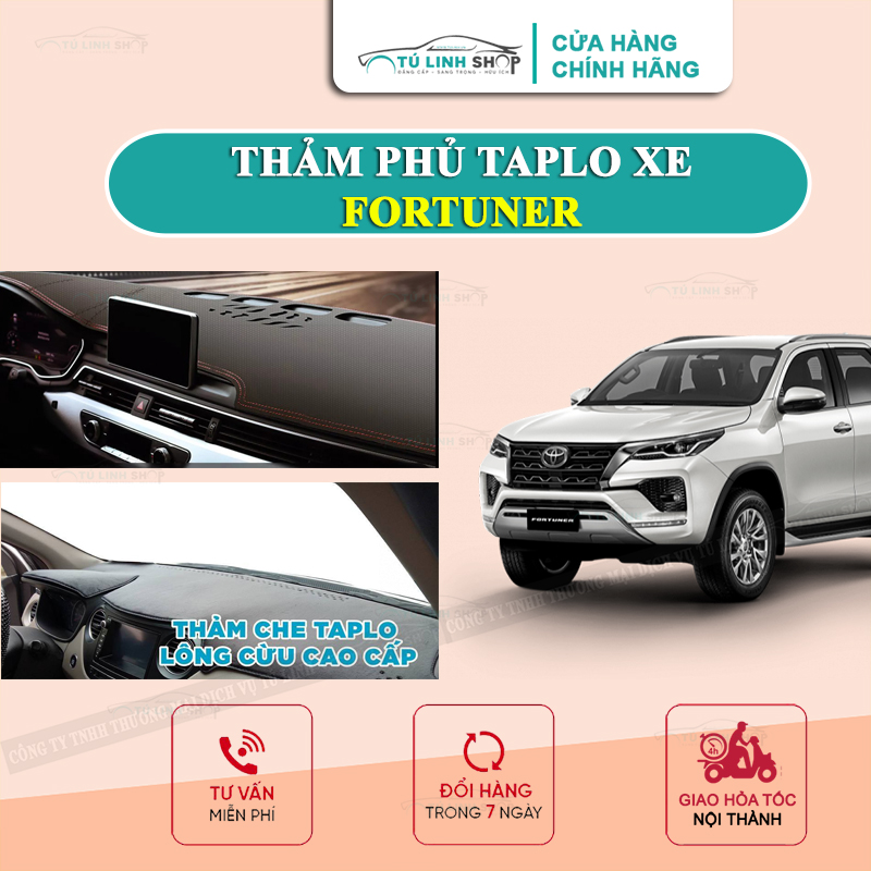Thảm taplo FORTUNER chính hãng MINCAR hoặc bằng lông Cừu 3 lớp và Da Cacbon