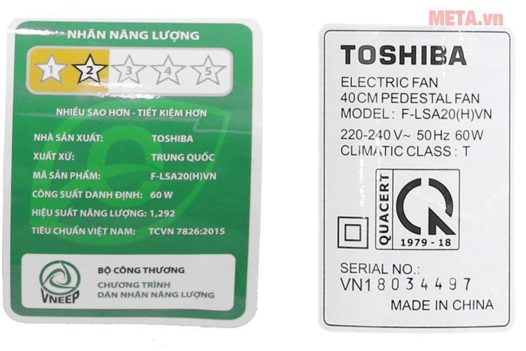 Quạt cây đứng Toshiba F-LSA20(W)VN
