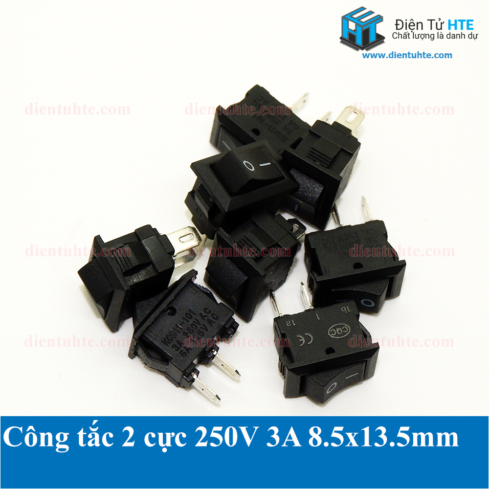 Bộ 10 Công tắc bập bênh 250VAC 3A 2 cực 8.5x13.5mm