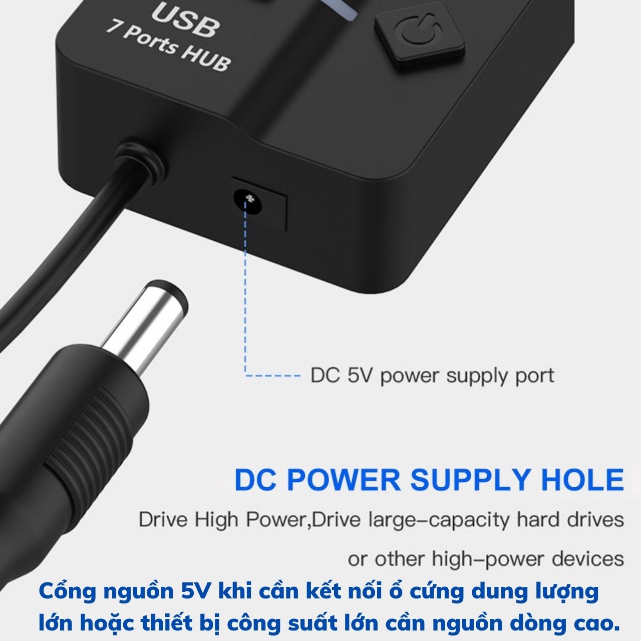 Hub Chia Cổng USB Trung Tâm 3.0 Type-C – Bộ chia USB OTG chuyển đổi có công tắc nguồn Led - Tốc độ cao 5Gbps
