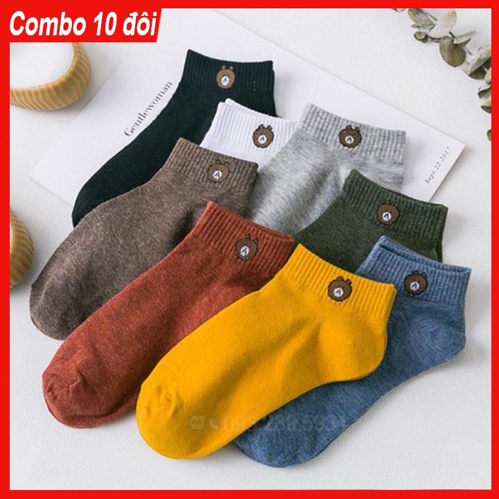 Combo 10 đôi tất gấu nữ cổ ngắn siêu xinh