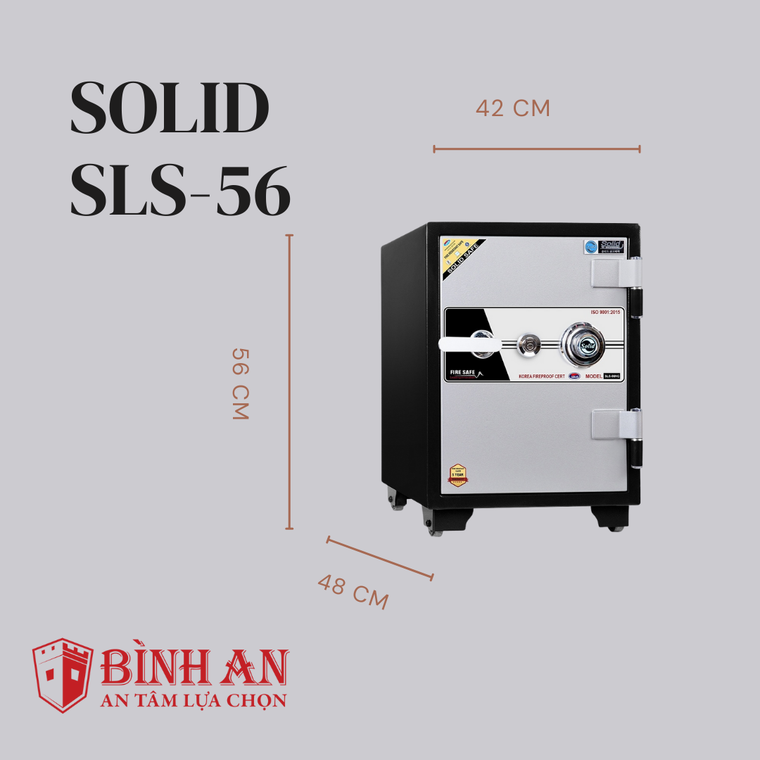 Két Sắt Hàn Quốc Solid SLS-56 (90kg) Chống Cháy 1000 độ C