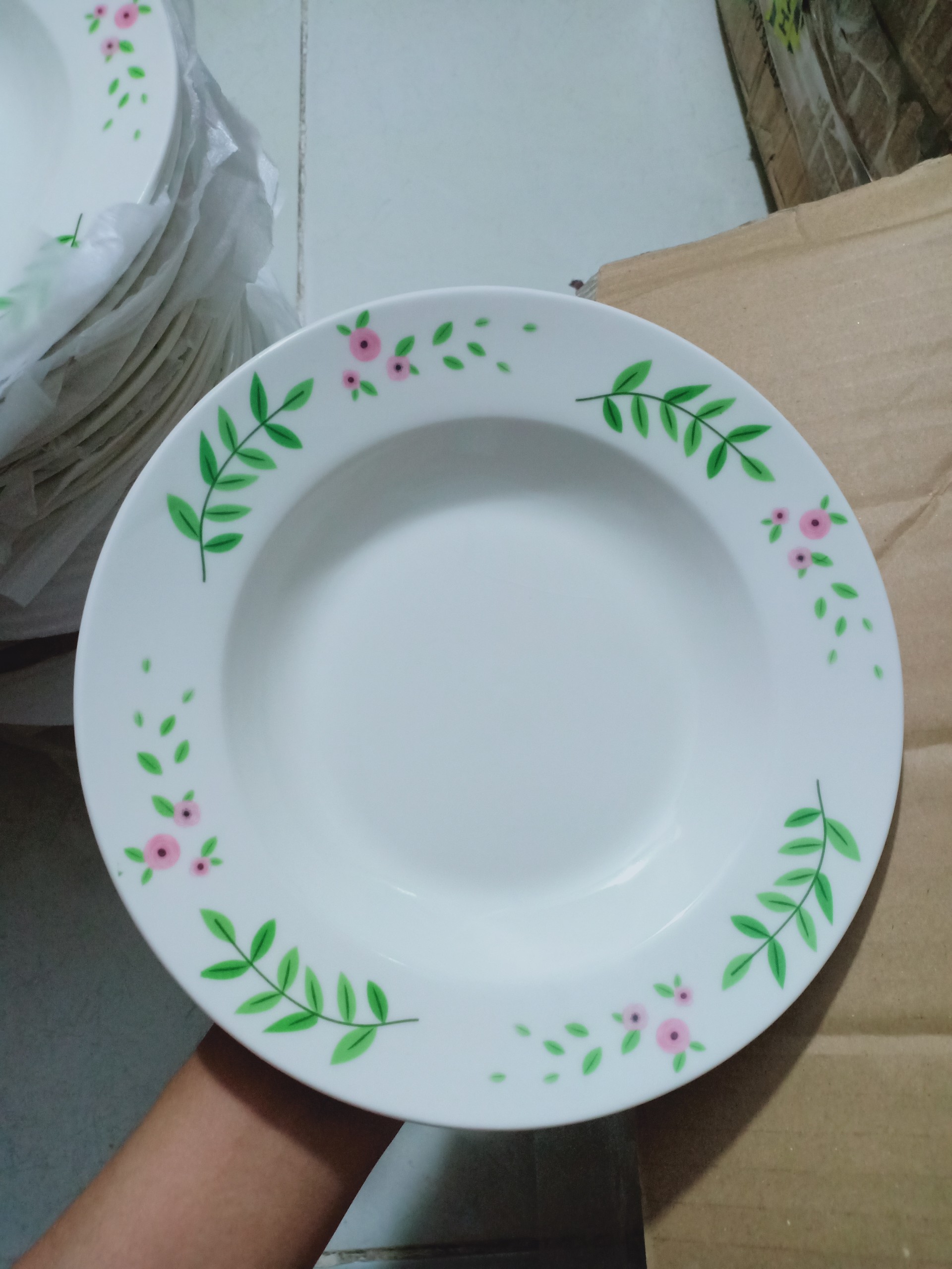 Combo 6 dĩa sứ cao cấp in hình viền hoa lá