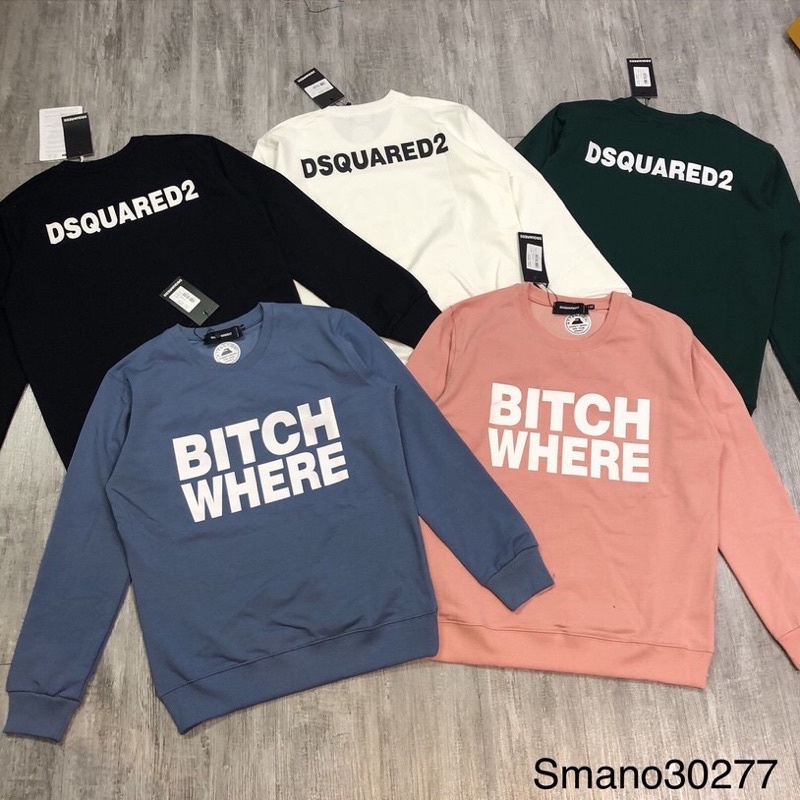 Áo dài tay cổ tròn bitch where, áo sweater chất thun hoặc nỉ bông