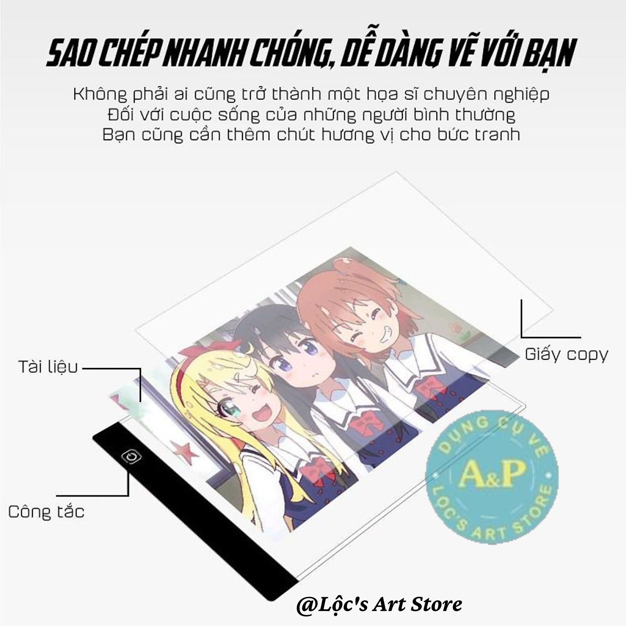 Bảng Hắt Sáng A4 Đèn Led 3 Mức Độ Sáng (Kèm Dây Sạc)